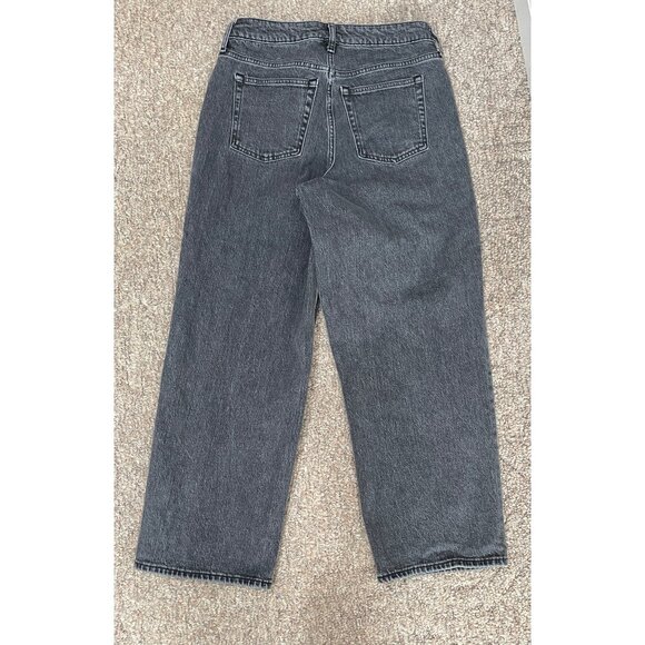 Free Assembly Super High Crop Wide Straight Jeans Womens 10 Black Denim - Picture 2 of 10